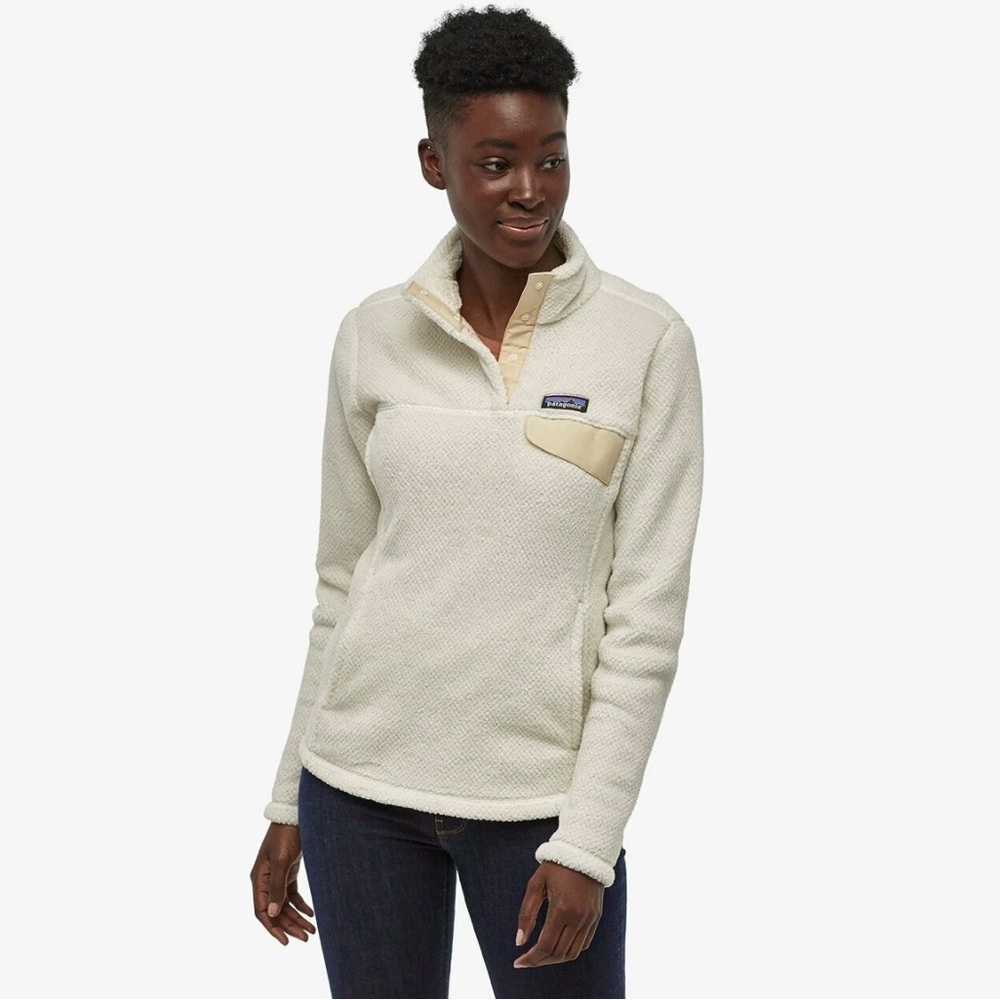 Patagonia ReTool Snap T Pullover Womens Medium Fleece Raw Linen White